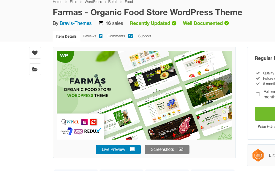 Farmas - Organic Food Store WordPress Theme