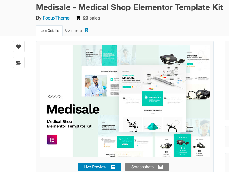 Medisale - Medical Shop Elementor Template Kit